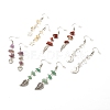 Natural Gemstone Chips Beads Long Chain Dangle Earrings EJEW-JE04892-1