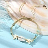 Natural Shell & Synthetic Turquoise Braided Bead Bracelet BJEW-TA00416-01-2