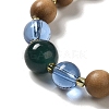 Synthetic Shoushan Stone & Sandalwood Beaded Stretch Bracelets with Glass Lotus Pod Charms BJEW-B080-06-3