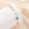 Natural Pearl Rice Beaded Chain Bracelets with 304 Stainless Steel Paperclip Chains BJEW-JB14234-01-2
