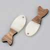Opaque Resin & Walnut Wood Pendants RESI-S389-054A-C04-2