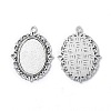 Tibetan Style Antique Silver Alloy Flat Oval Pendant Cabochon Settings LS-TIBEP-M022-20AS-2