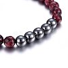 Non-magnetic Synthetic Hematite & Dyed Mixed Stone Beaded Stretch Bracelets Set SJEW-H584-10-3