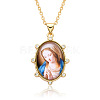 Religion Theme Resin Oval with Rhinestone Pendant Necklace WG77343-04-1