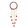 Wire Wrapped Natural Red Jasper Chips Ring Hanging Ornaments HJEW-JM02371-01-1