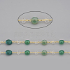 3.28 Feet Handmade Natural Green Agate Beaded Chains X-CHC-I031-11G-1
