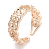 Rack Plating Heart Brass Micro Pave Cubic Zirconia Open Cuff Ring Settings KK-Z071-26KCG-1