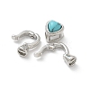 Brass Heart Fold Over Clasps KK-Z083-05P-02-3