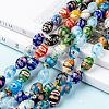 Oval Handmade Millefiori Glass Beads Strands LK-R004-84-5