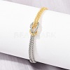 Duo Tone Brass Chain Knot 2-Strand Bracelets for Women KK-CBA68DA-17A-GP-3