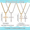 ANATTASOUL 4Pcs 4 Style 304 Stainless Steel with Cubic Zirconia Cross Pendant Necklaces Set with Brass Chains NJEW-AN0001-81-2