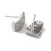 Brass with Clear Cubic Zirconia Stud Earrings EJEW-B035-13P-2