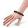 Natural Lava Rock & Coconut Stretch Bracelet with Gemstone Beads BJEW-JB08220-3