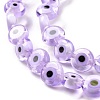Handmade Evil Eye Lampwork Flat Round Bead Strands LAMP-L058-8mm-25-4