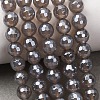 Electroplated Natural Agate Beads Strands G-B191-A07-6mm-05-1