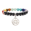 4Pcs 4 Style Natural & Synthetic Mixed Gemstone Round Beaded Stretch Bracelets Set BJEW-TA00134-4