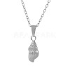 304 Stainless Steel Shell Shaped Pendant Necklaces for Women VS4043-1-1
