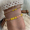 Summer Adjustable Glass Rectangle Tile Beaded Slider Bracelet Sets JD2335-1-1