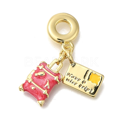 Brass Enamel European Dangle Charms KK-R002-22G-01-1