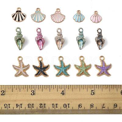 30Pcs 3 Styles 5 Colors Alloy Enamel Pendants ENAM-FS0003-46-1