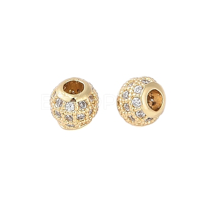 Rack Plating Brass Micro Pave Clear Cubic Zirconia Beads LS-KK-Z060-21G-1