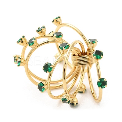 Brass Micro Pave Cubic Zirconia Finger Rings RJEW-P098-14G-1
