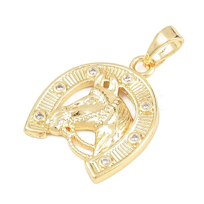 Brass Micro Pave Clear Cubic Zirconia Pendants KK-D258-17G-1