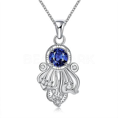 Silver Plated Brass Fish Pendant Necklaces for Women NJEW-BB01659-A-1