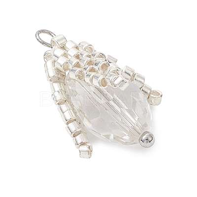 Glass Seed Beaded Bud Pendants PALLOY-MZ01096-02-1