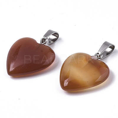 Heart Natural Carnelian Pendants X-G-Q438-17-1