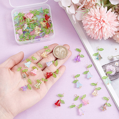 50Pcs Glass Pendants PALLOY-HY00097-1