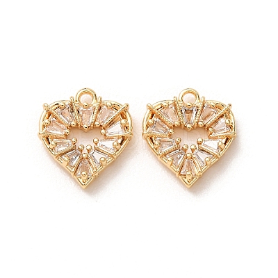 Valentine's Day Brass Micro Pave Clear Cubic Zirconia Charms KK-A304-24H-G-1