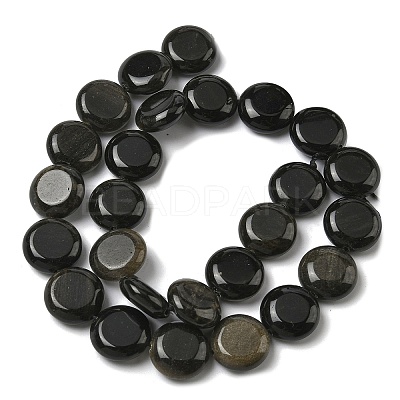 Natural Golden Sheen Obsidian Beads Strands G-L648-B23-15mm-01-1
