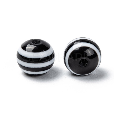 Round Striped Resin Beads X-RESI-R158-10mm-11-1
