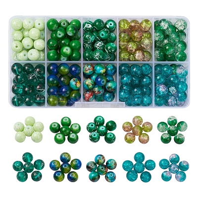 10 Style Spray Painted & Drawbench Transparent & Baking Paint Glass Beads GLAA-YW0001-26E-1