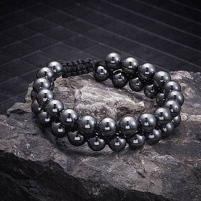 Synthetic Hematite Braided Bead Bracelet BJEW-SW00001-18-1