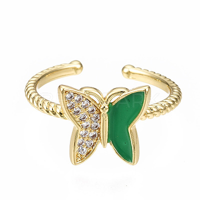 Brass Micro Pave Cubic Zirconia Cuff Rings RJEW-N035-035-NF-1