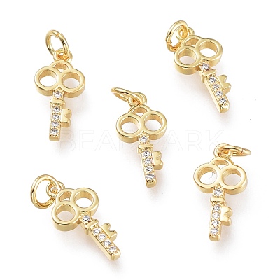 Brass Micro Pave Clear Cubic Zirconia Charms ZIRC-I048-12G-1