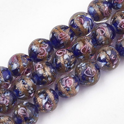 Handmade Gold Sand Lampwork Beads LAMP-T006-09B-1