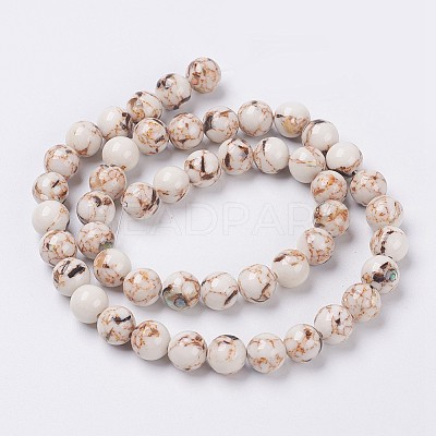 Sea Shell and Synthetic Turquoise Assembled Beads Strands X-G-G758-08-8mm-1