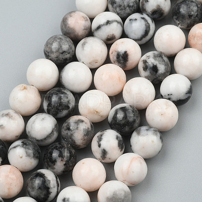 Natural Pink Zebra Jasper Beads Strands X-G-P231-01-10mm-1