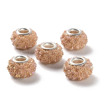 AB Color Resin Rose Flower European Beads RESI-M001-05-1