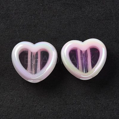 UV Plating Rainbow Iridescent Acrylic Beads OACR-H015-07H-1