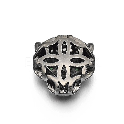 Rack Plating Brass Micro Pave Cubic Zirconia Leopard Hollow Beads ZIRC-I012-18B-RS-1