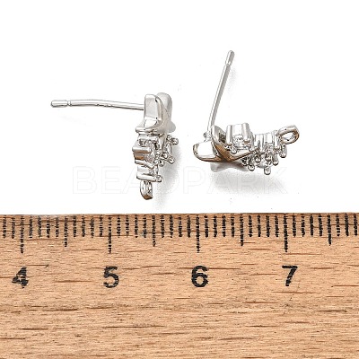 Brass with Cubic Zirconia Stud Earring Finding LS-KK-Q048-14P-1