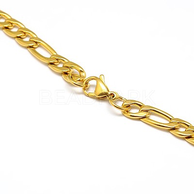 Fashionable 304 Stainless Steel Figaro Chain Necklaces for Men STAS-A028-N016G-1