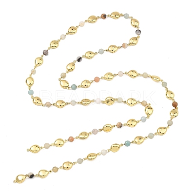 3Pcs 3 Styles Ocean Synthetic Turquoise & Natural Flower Amazonite & Synthetic Turquoise & 304 Stainless Steel Teardrop Handmade Beads Chains AJEW-JB01655-02-1