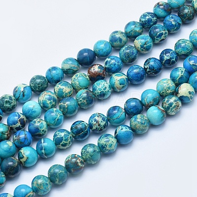 Dyed & Heated Natural Imperial Jasper Round Bead Strands G-M274-05-6mm-1