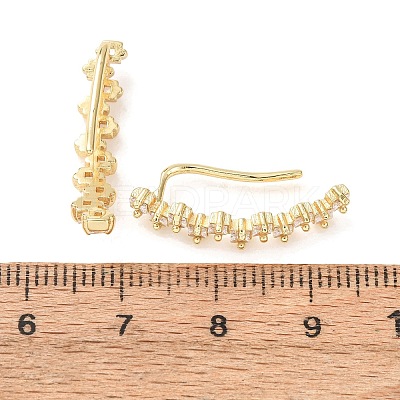 Brass Pave Cubic Zirconia Stud Crawler Earrings KK-CBAA351-07G-1