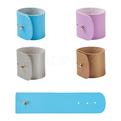 4Pcs 4 Color Adjustable Imitation Leather Napkin Rings AJEW-CF0001-11-1